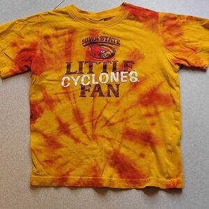 Iowa State Little Cyclones Fan Kids Shirt - Yellow and Red Tie-dye